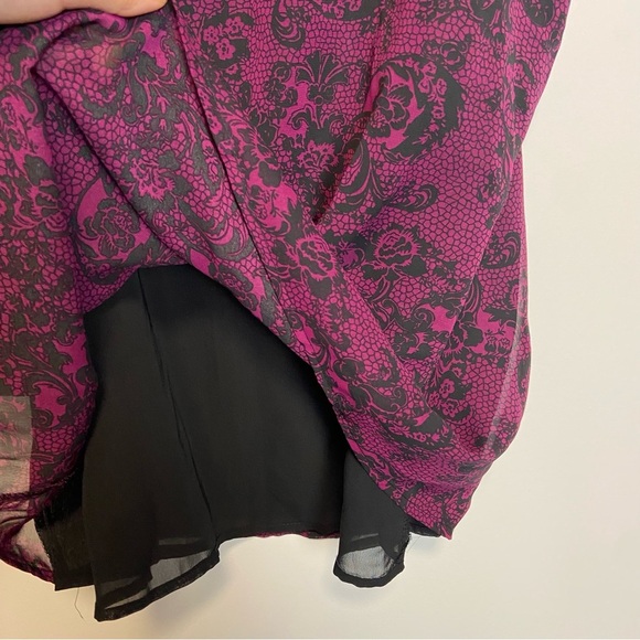 ⚪️ VTG NWT LAURA / Fred David paisley chiffon goth with lace trimming - Picture 5 of 8